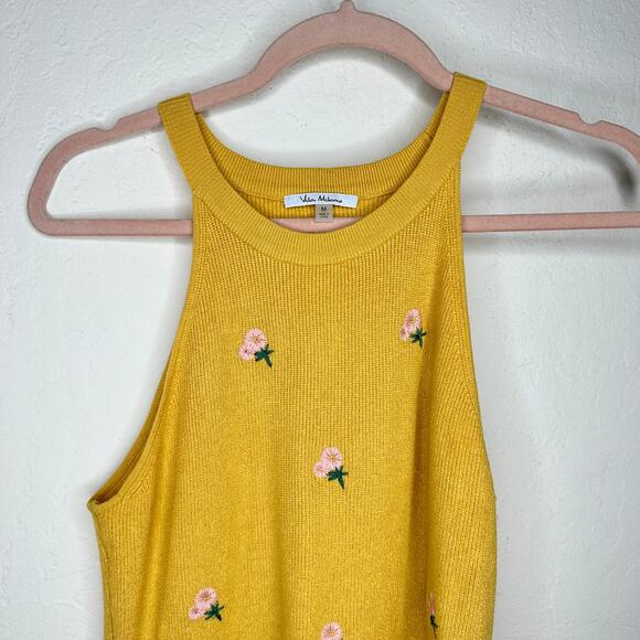 Vila Milano Daisy Floral Embroidered Ribbed Knit Halter Tank Top Bundle Medium - Picture 8 of 16
